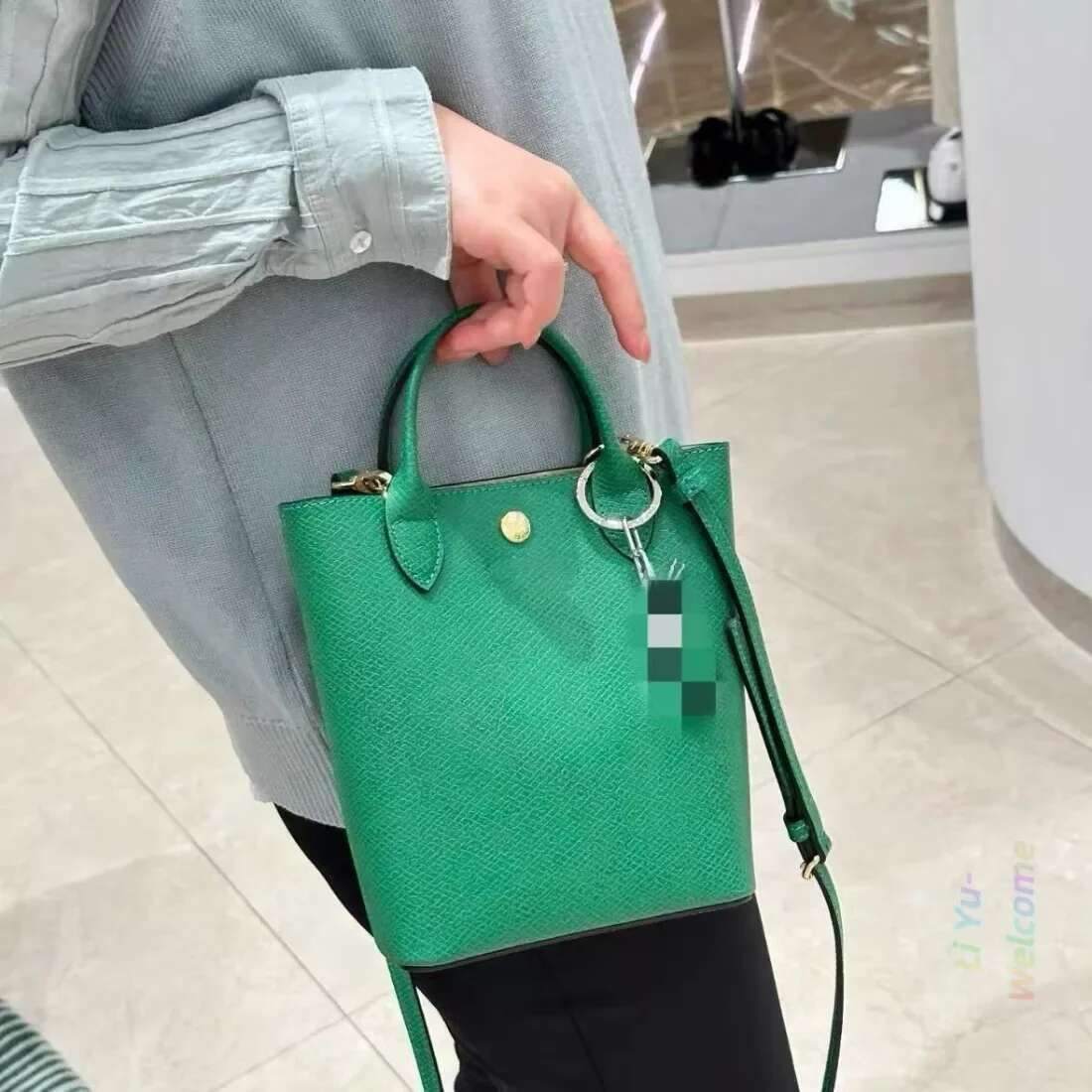 2025 New Splicing Handheld Tote Single Shoulder Crossbody Bag, Durable Mini Cowhide Bucket Bag