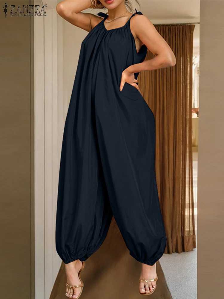 ZANZEA sexy solid bandage pleated all holiday strapless jumpsuit fashionable womens harem pants Playsuit casual loose 2025 jumpsuit X250318