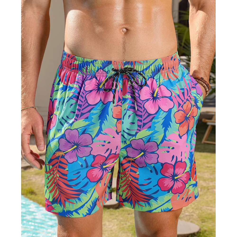 Mens Swim Trunks Quick Dry Board Shorts with Pockets Bathing Suit Beach Shorts cool Fashion print cool