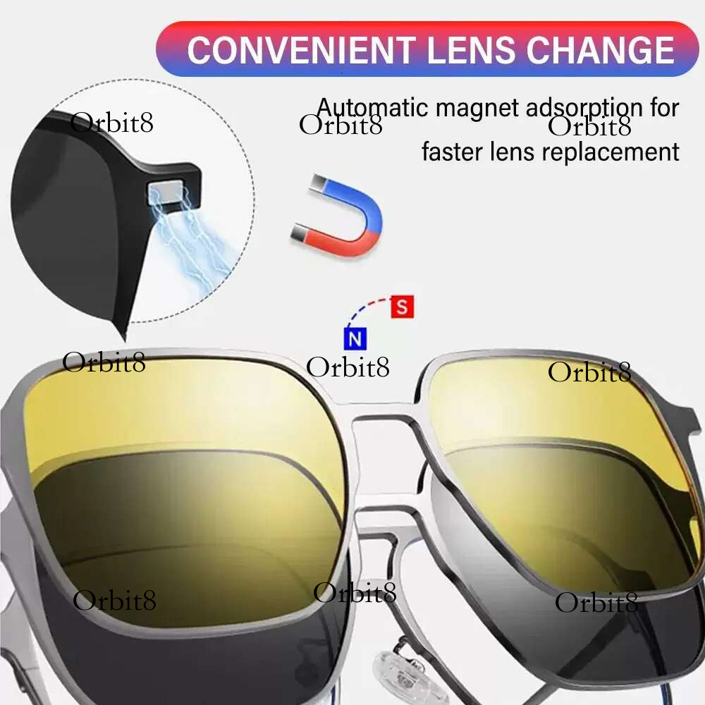 New Style 3 In 1 Eyewear Night Vision Metal Computer Anti Blue Light Glasses Polarized with Magnet Clip on Sunglasses