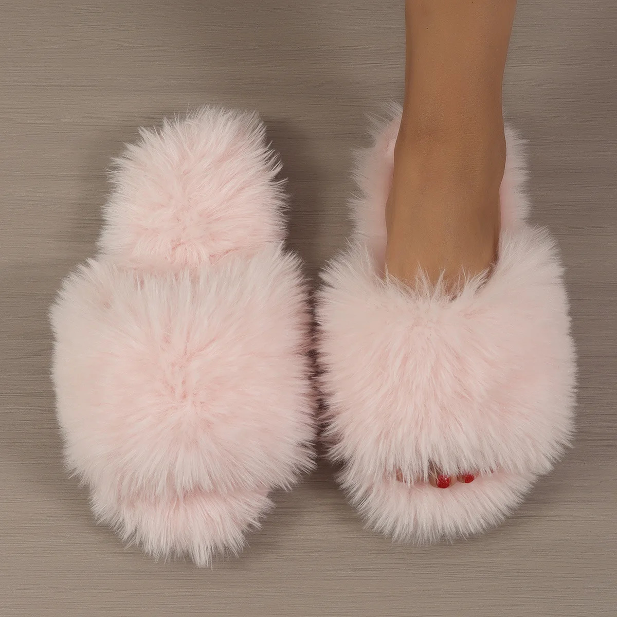 Womens Indoor Slippers Autumn and Winter Plush Home Lazy Slippers Anti slip Durable Fashion Warm Sandals Slippers 250318