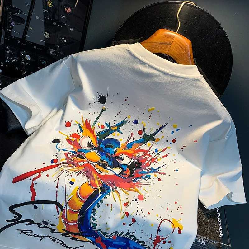 New Summer Graffiti Mens T-shirt Loose Trendy Thin Printed Short Sleeve Premium Half Sleeve ClothingT250318