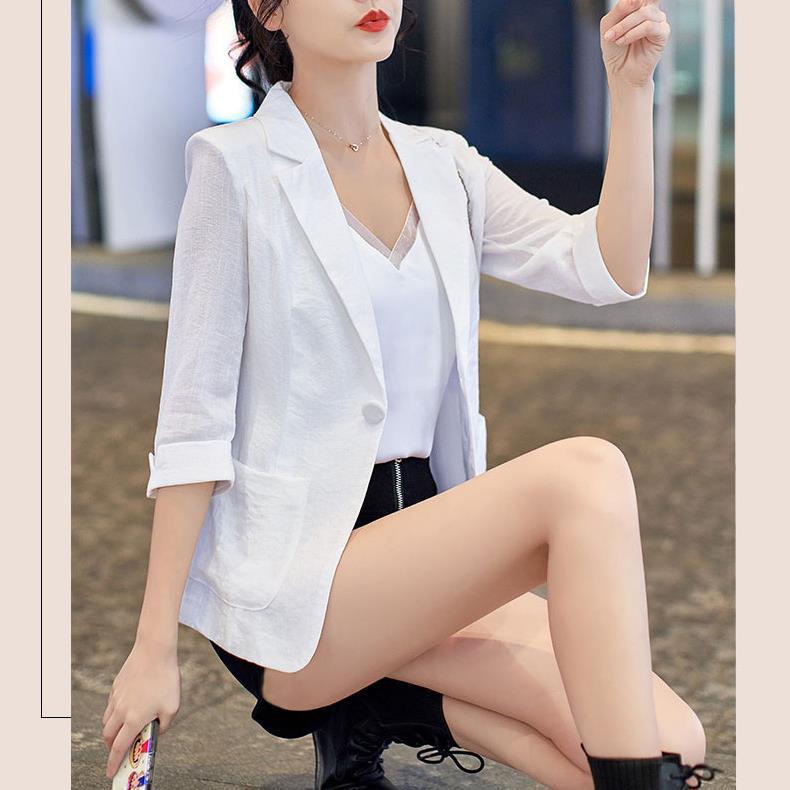R316Casual Fashion Women's Suit with Thin Cotton Linen Blend - New Collection 2025
