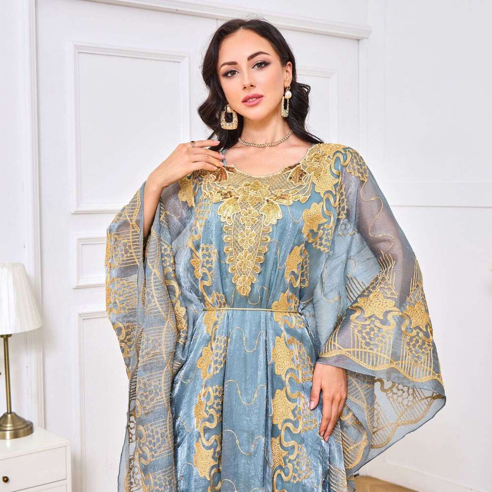 Mt041 Moroccan Muslim Robe Embroidered Bead Banquet Two Piece Set Dress