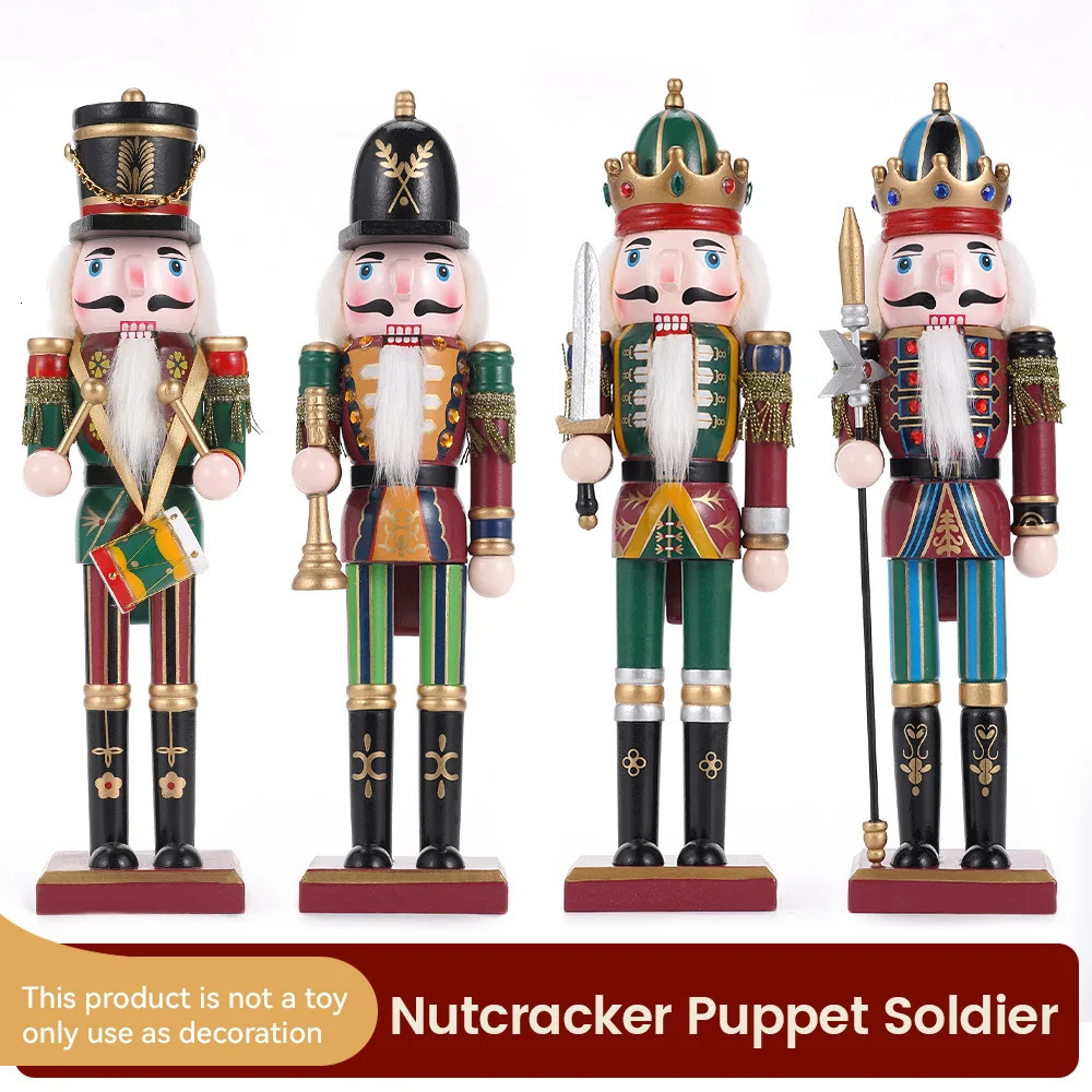 30CM Wooden Nutcracker Christmas Decorations Soldier Figures Handmade Dolls Toys Home Office Table Decorations Gifts Friends 250314 - view 4