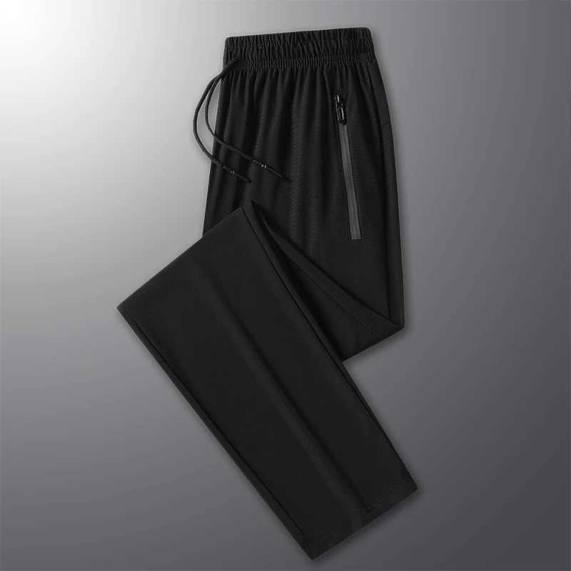 Summer silk mens fast drying breathable casual pants loose oversized elastic outdoor running sports pants W250318