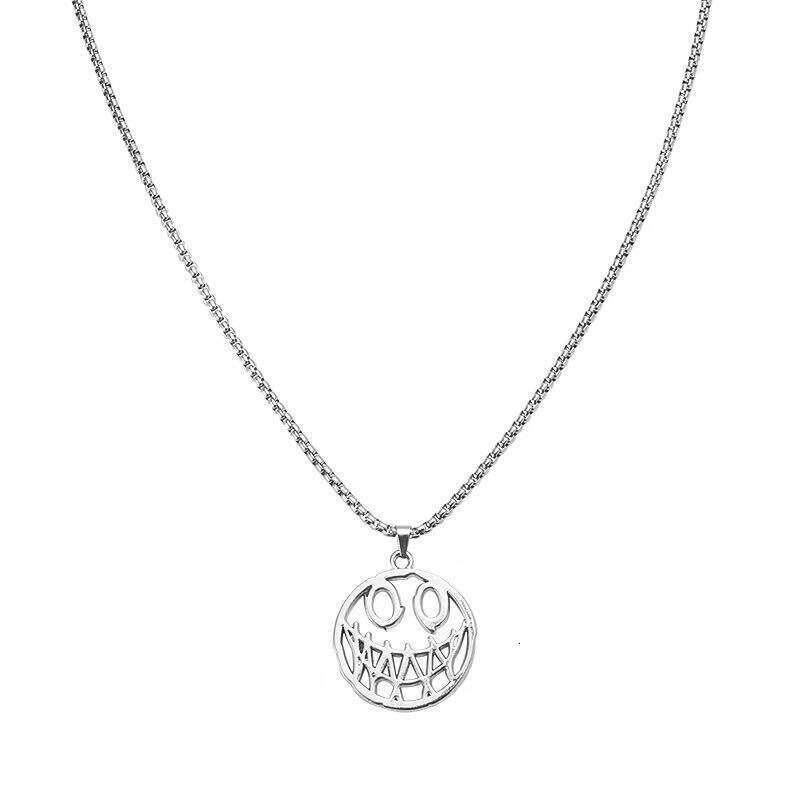 Korean version of devil smig face hip-hop necklace trampoe versatile couple sweater chain women's simple student pendant accessories trendy men
