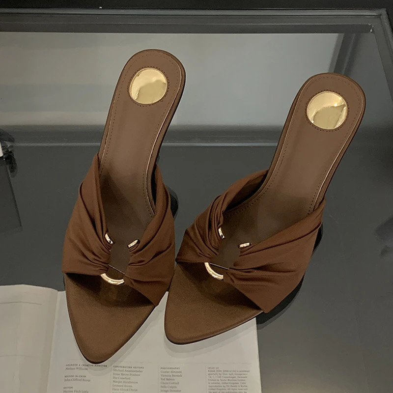 Liyke Summer Fashion Slippers Women Mules Slides Sexy Hollow Out Metal Buckle er Sandals High Heels Female Shoes Black 250318