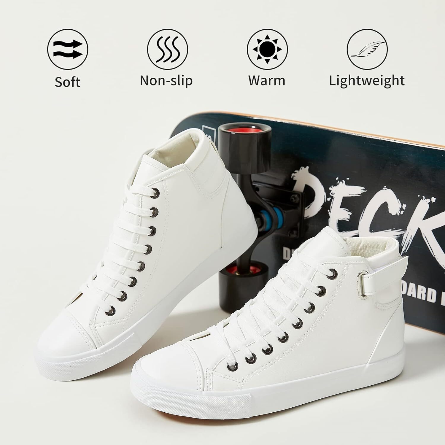 Designer shoes 2025 new Men's white high top sports shoes, casual black PU leather, fashionable men's shoes