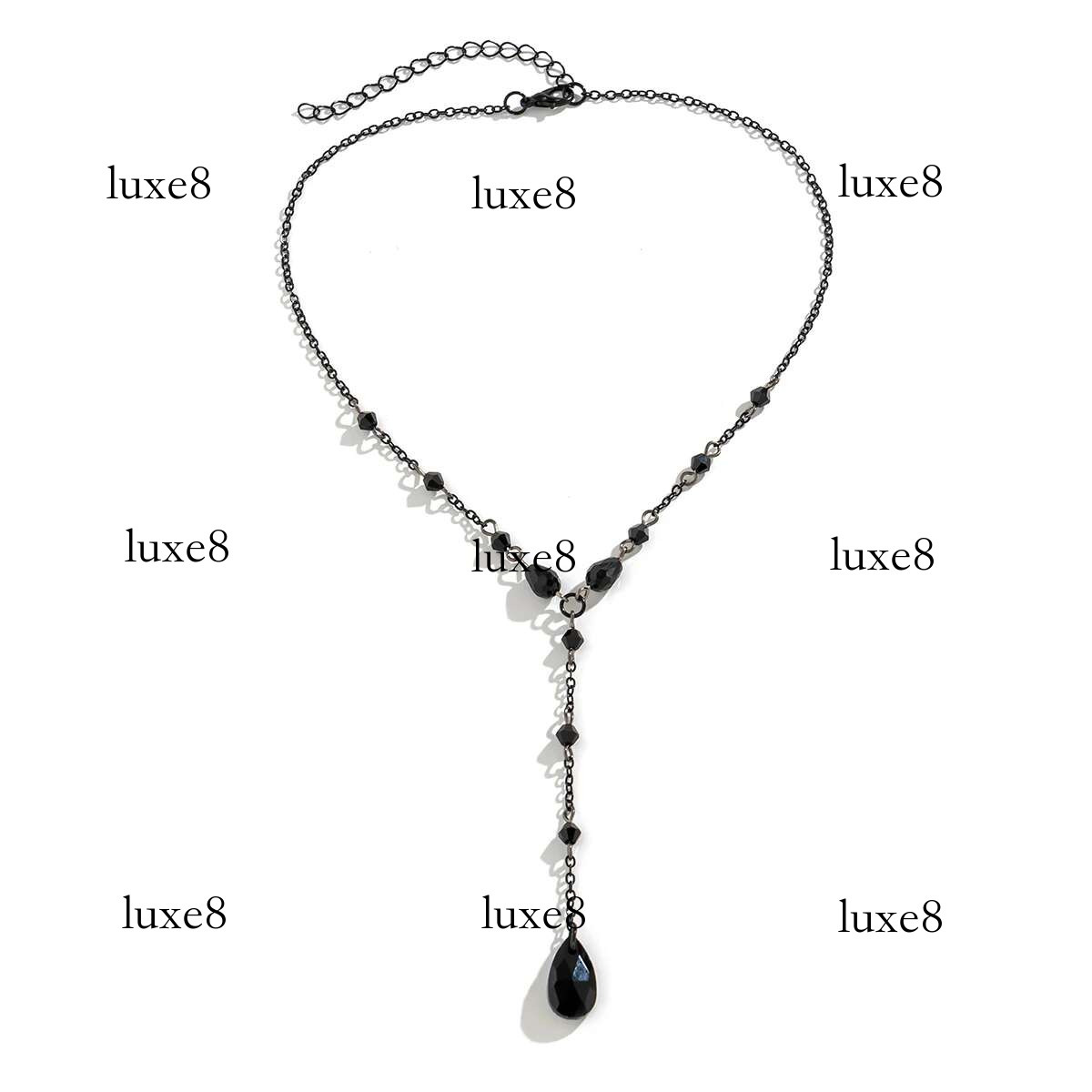 Goth Black Water Drop Crystal Chest Chain Necklace for Women Collares Vintage Sexy k Choker Y2K Halloween Jewelry Accessories