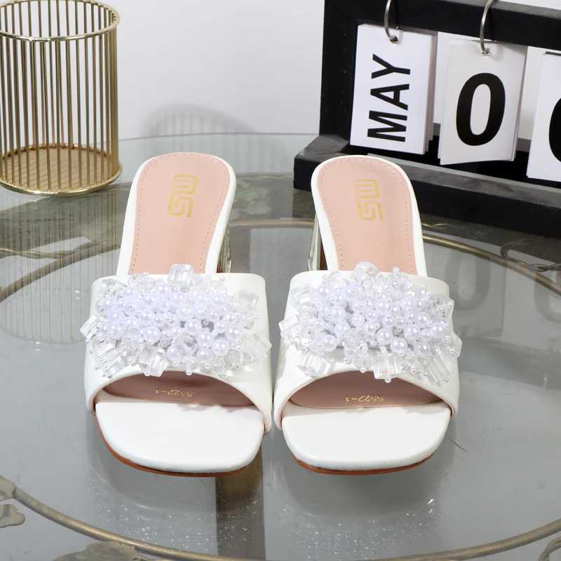 High 2024 Summer Rhine Pearl Sandals Sliding Warm Shoes Plus Size Outer Sandals Fur Sandals 6CM Y250317