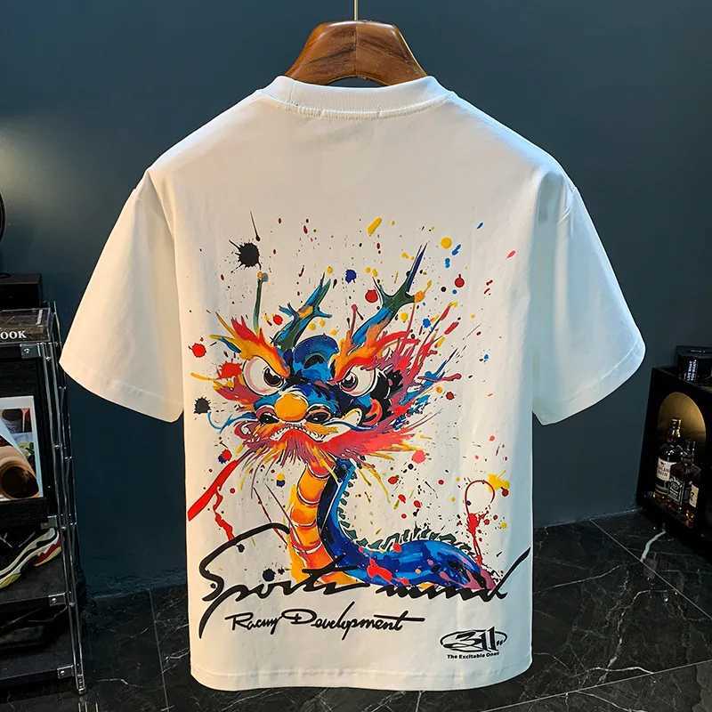 New Summer Graffiti Mens T-shirt Loose Trendy Thin Printed Short Sleeve Premium Half Sleeve ClothingT250318