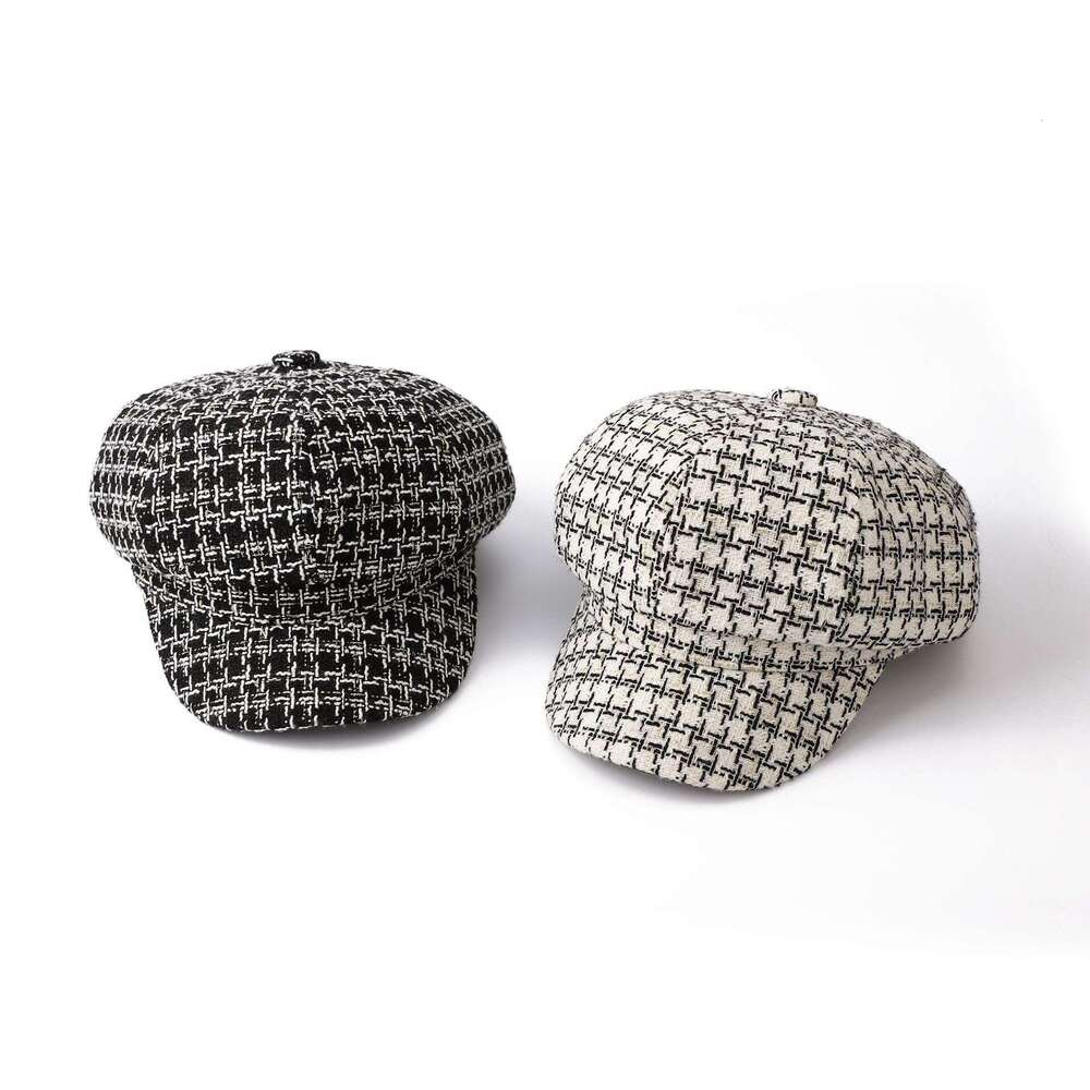 Xiaoxiangfeng black white octagonal artist's adult women's hat, autumn and winter sunshade, sun protection, travel trendy hat