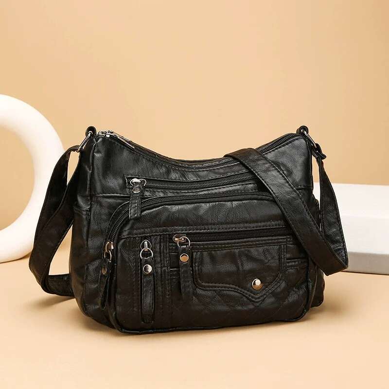 Casual KISMIS New Large-Capacity Shoulder Washed Leather Crossbody Bag, Fashion Simple Mom Bag for Women ,