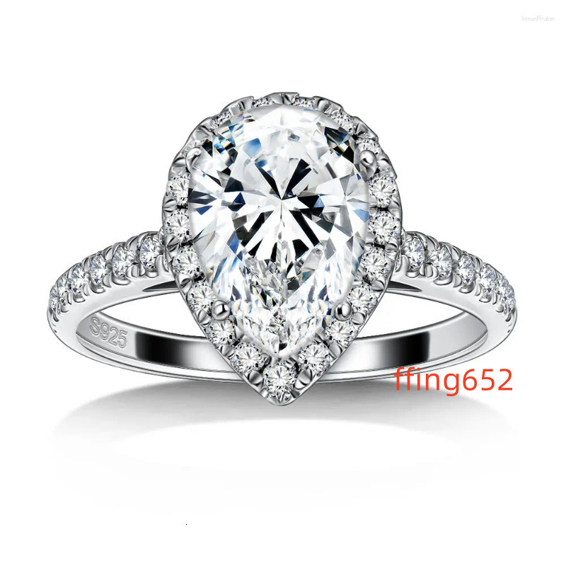 Cluster Rings 1-2ct Real Moissanite Engagement For Women 925 Sterling Silver Certified Ring Pear Cut D Color Lab Diamond Fine Jewelry