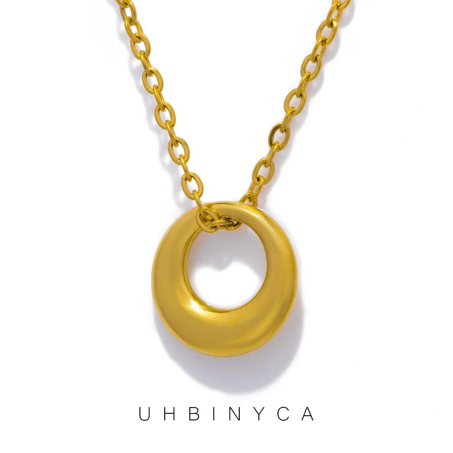 O-chain necklace with 15x15mm hollow circular pendant - the smallest and cutest stainless steel jewelry a daily gift for women W250318