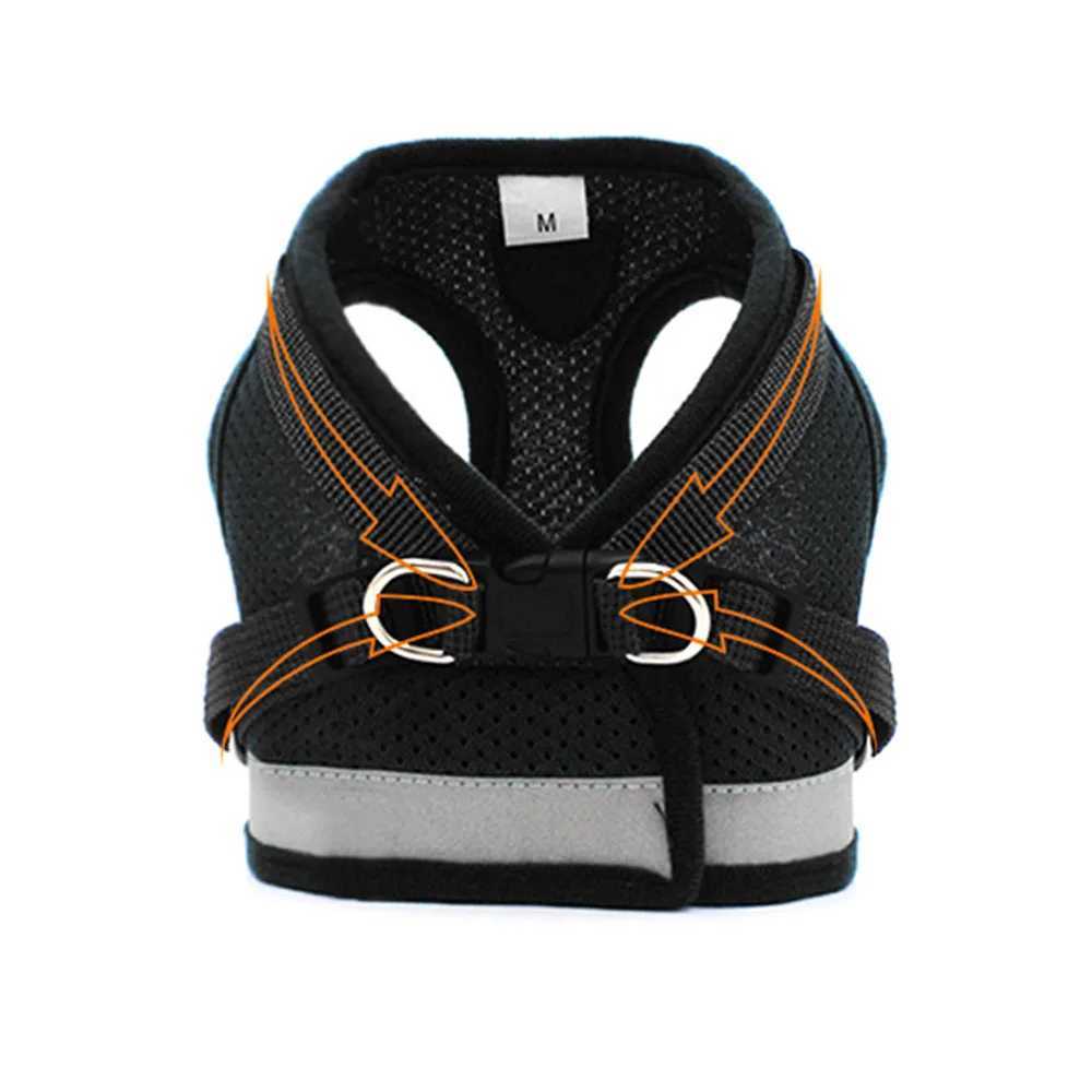 Reflective cat harness and belt set nylon mesh cat and dog vest harness LED pet clothing for small dogs and bulldogsT250318