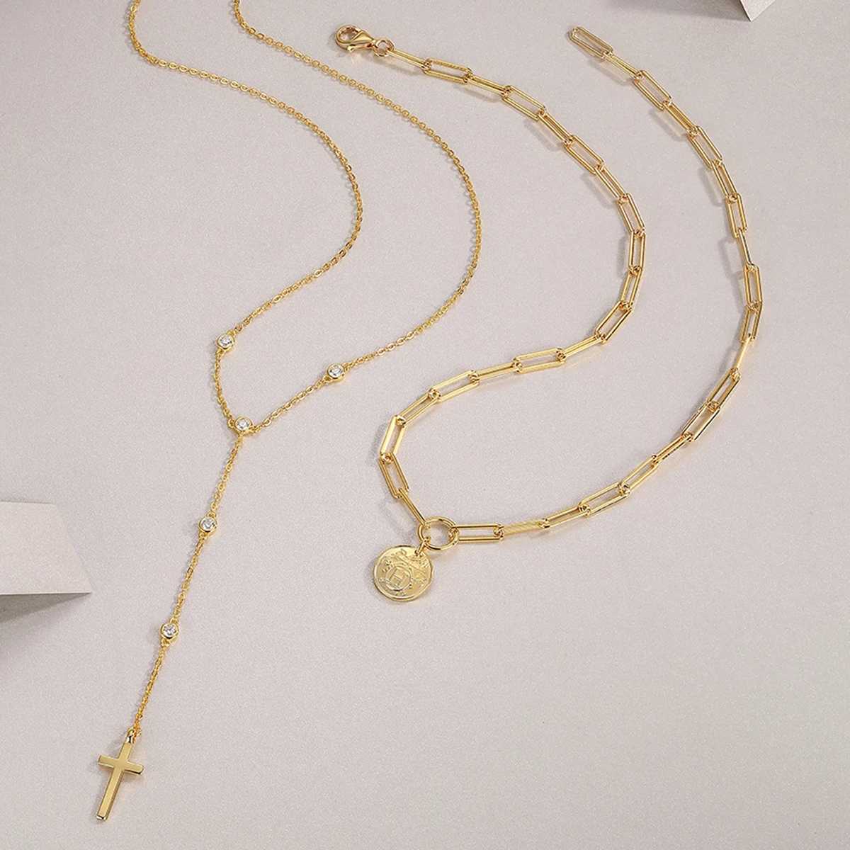 Foxconn S925 silver silica laminated necklace D-color VVS1 double chain sparkling cross pendant hypoallergenic gift W250318