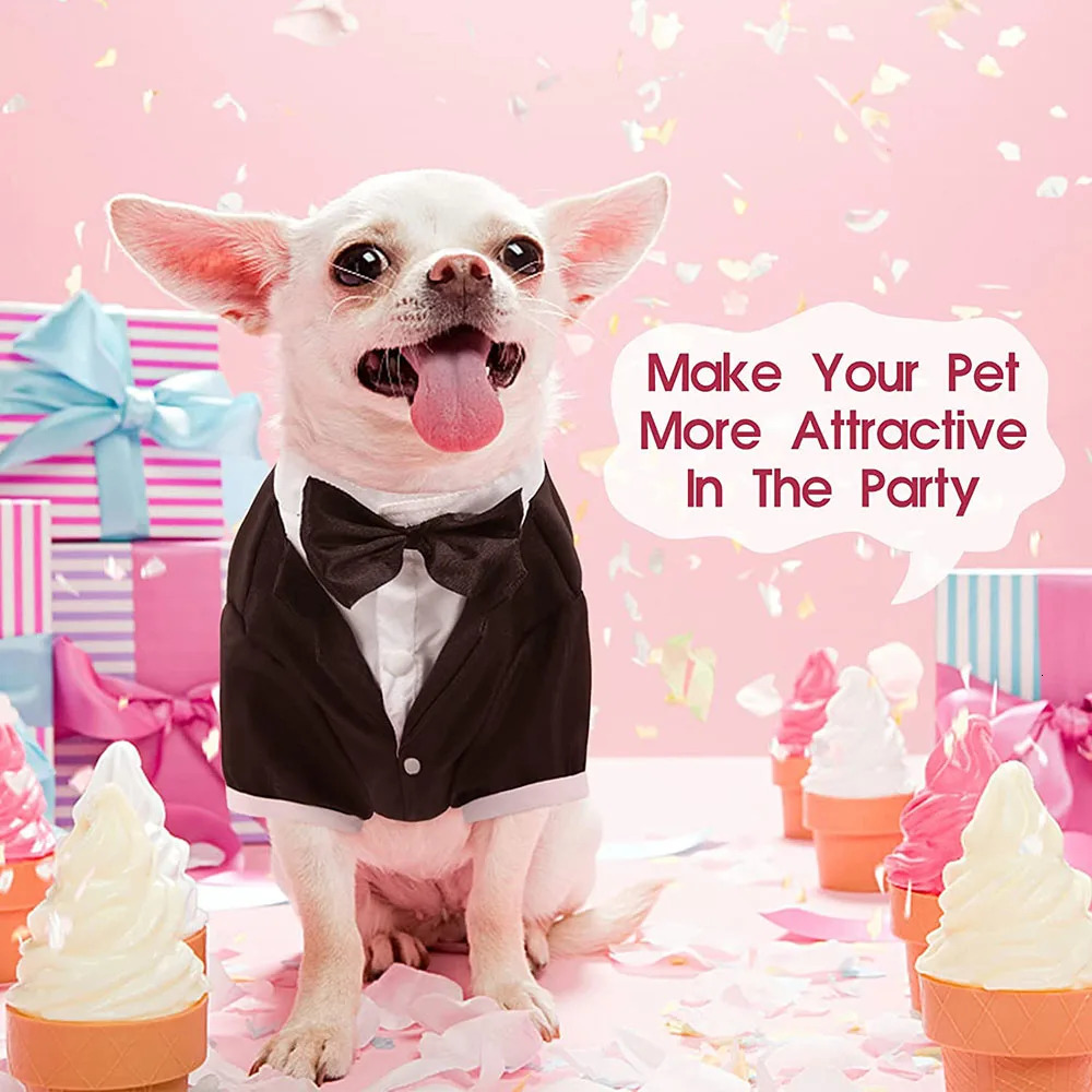 Dog tailcoat formal dog costume wedding attic party bow set cat birthday pet 250318