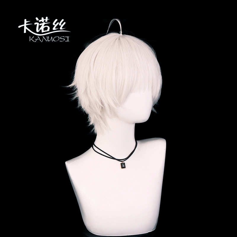 Kano Tokyo Ghoul Kinki Ken Cos Wig Scalp Top Special Tone Sier White Short Hair
