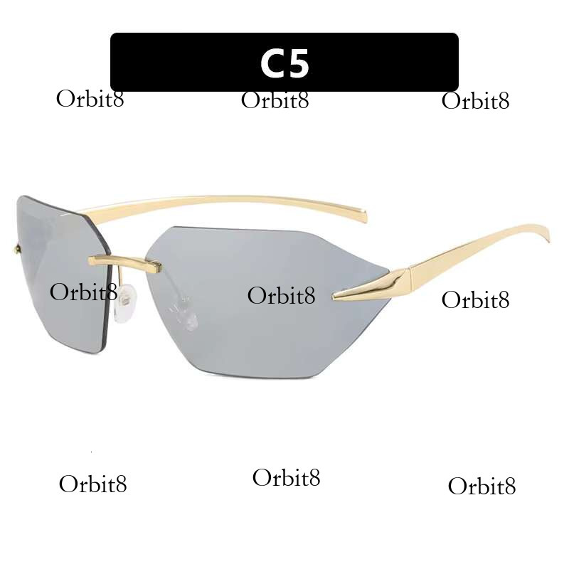 Retro Irregular Rimless Sun Glasses Women Brand Designer Men Brown Lens Shades Eyeglass UV400 Trendy New Arrival Sunglasses