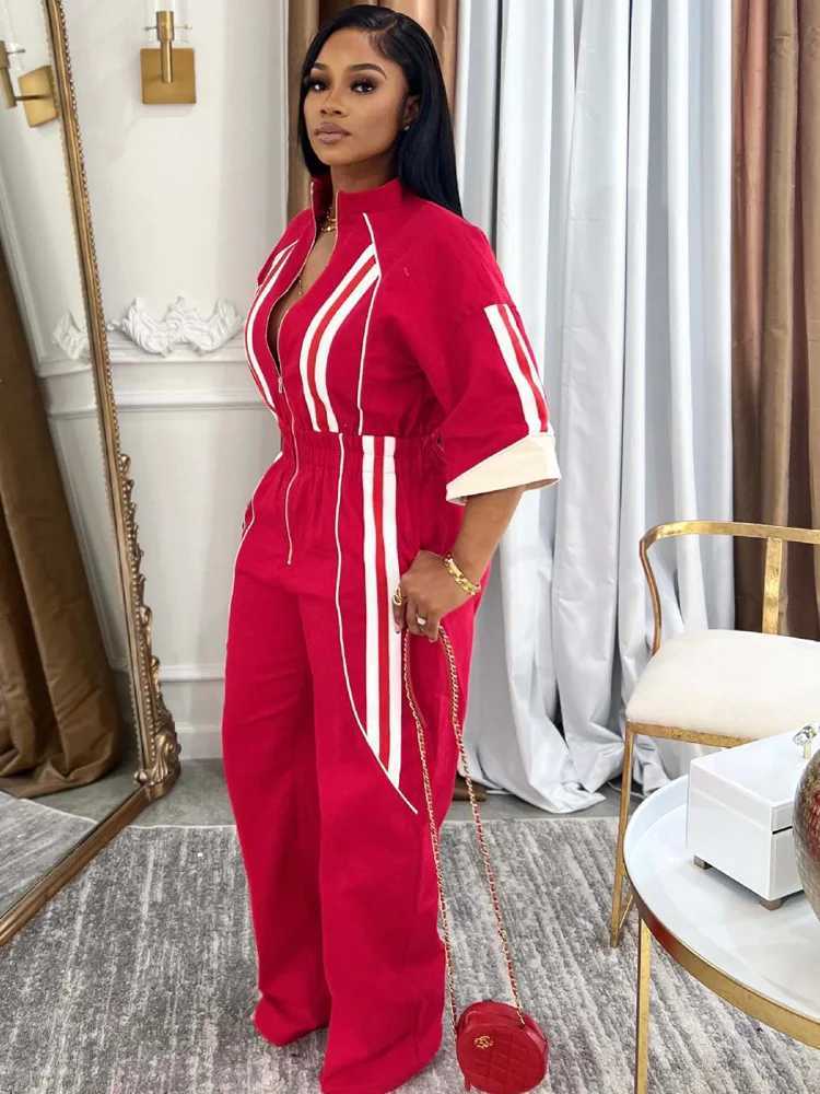 Beyprern Bragg Womens Sprint Right jumpsuit Slve Zipper Front Stripe jumpsuit Set Club jumpsuit X250318