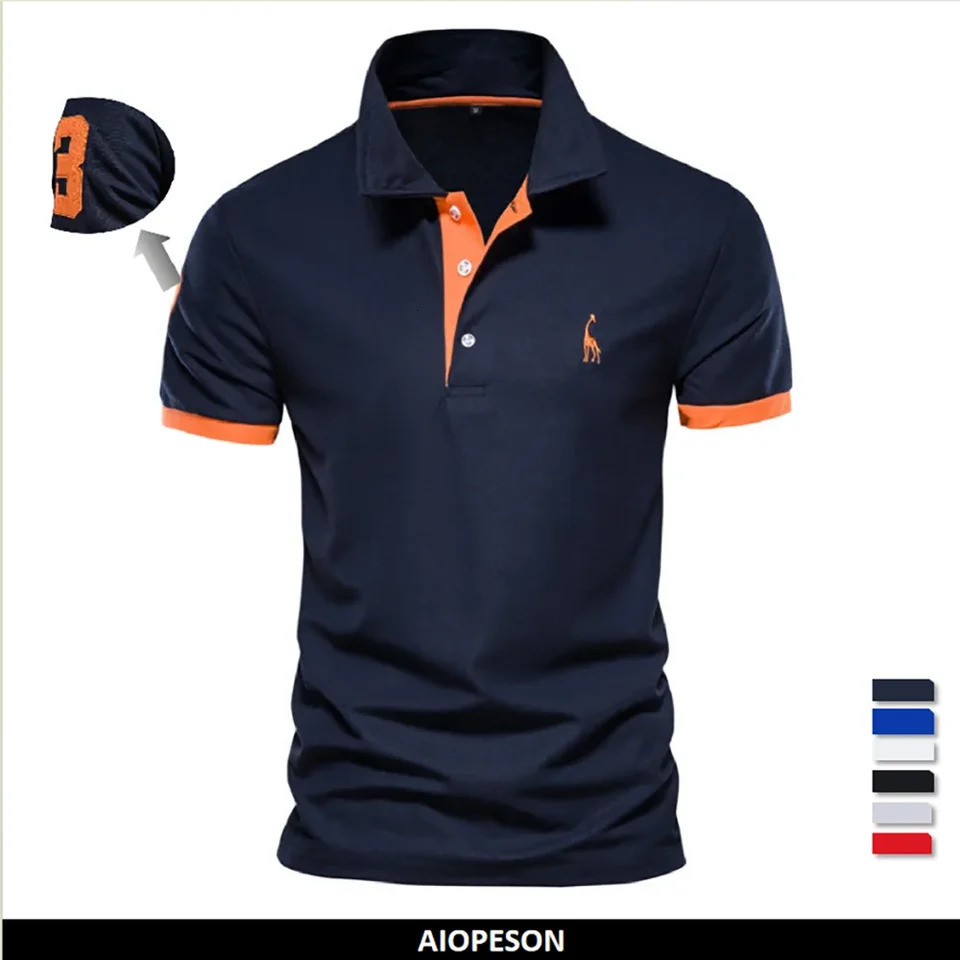 Drop Polo Giraffe Shirt Men Quality Embroidery Summer Short Sleeve Polo Casual Business Social Mens Polos BR Size 250318