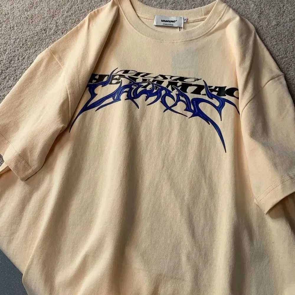 American Vintage Letter Print Graphic T-shirt Men and Women Summer Relaxed Casual Couple Casual Hip Hop Short Sleeve Top y2kT250318