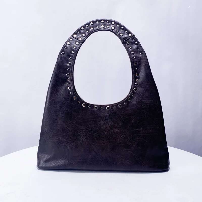 Large Capacity Moto & Biker Tote Bags For Women Designer Handbags And Purses 2024 New In Vintage Rivet Underarm Shoulder