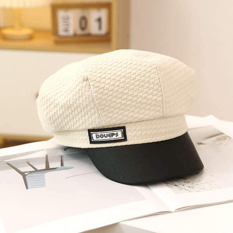 Spring and Autumn New Alphabet Octagonal Artistic Painter Beret Big Head Circumference Duck Tongue Hat
