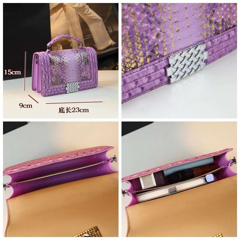 2025 New Fashion Women's Handbags Genuine Leather Small Shoulder Crossbody Bag Senior Sense Snake Print Bags