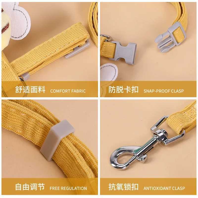 Cat harness collar set with adjustable cartoon bee double layered dog harness for small and medium-sized pet collars for outdoor walkingT250319
