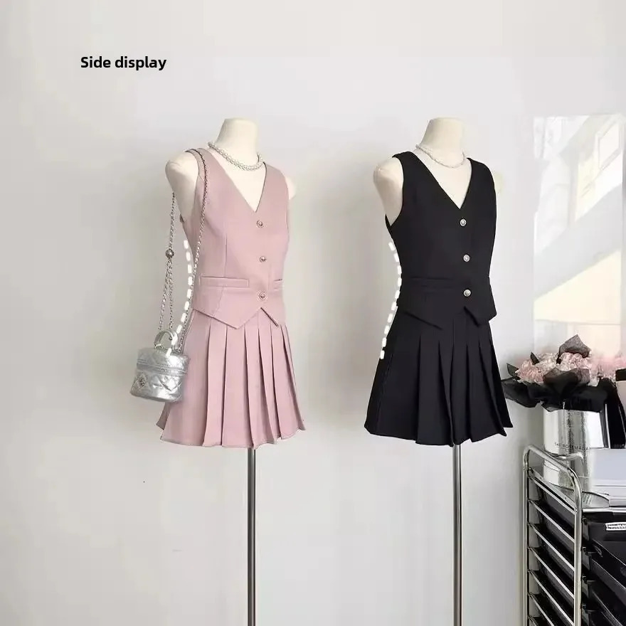 French Tweed Style High-Waisted Cropped Skirt Two-Piece Set Womens Fashionable Summer Dress 250318