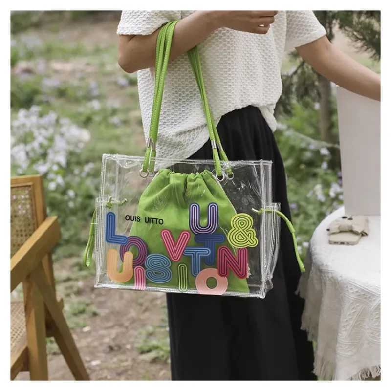 Hundreds of transparent jelly bag five large capacity 2025 new fi niche handbag shoder bag Tote bag spring and summerT250318