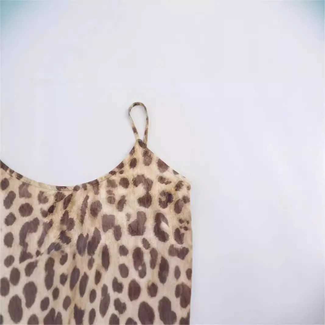 PRIMTKAOIR 2024 Summer Fashion Retro Womens Leopard Pattern jumpsuit Strapless Tight Pants X250318