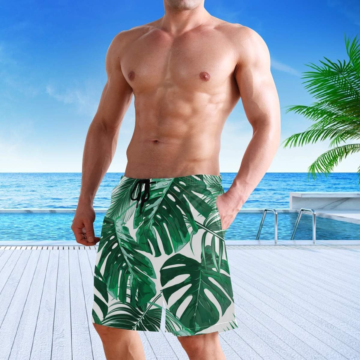 Men's Colorful Flower Print Beach Shorts Hot Summer Swim Trunks Sports Running Bathing Suits Fashionable printed shorts