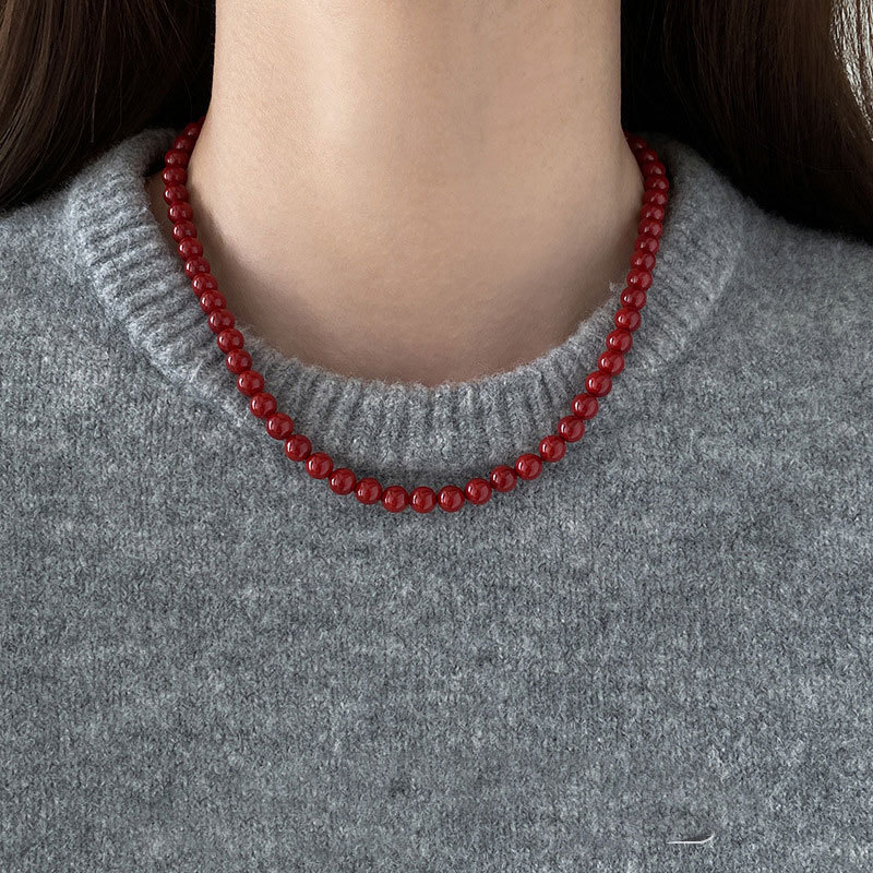 Glass Pearl Necklace Feminine High-grade Collar Bone Chain Choker Jewelry