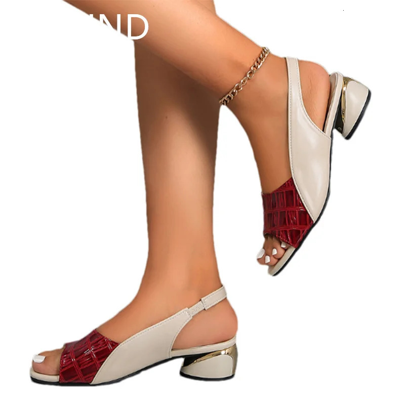 Women Mid Heels Sandals Fashion Dress Chunky Open Toe Shoes Casual er Pumps Classic Femme Zapatos 250317