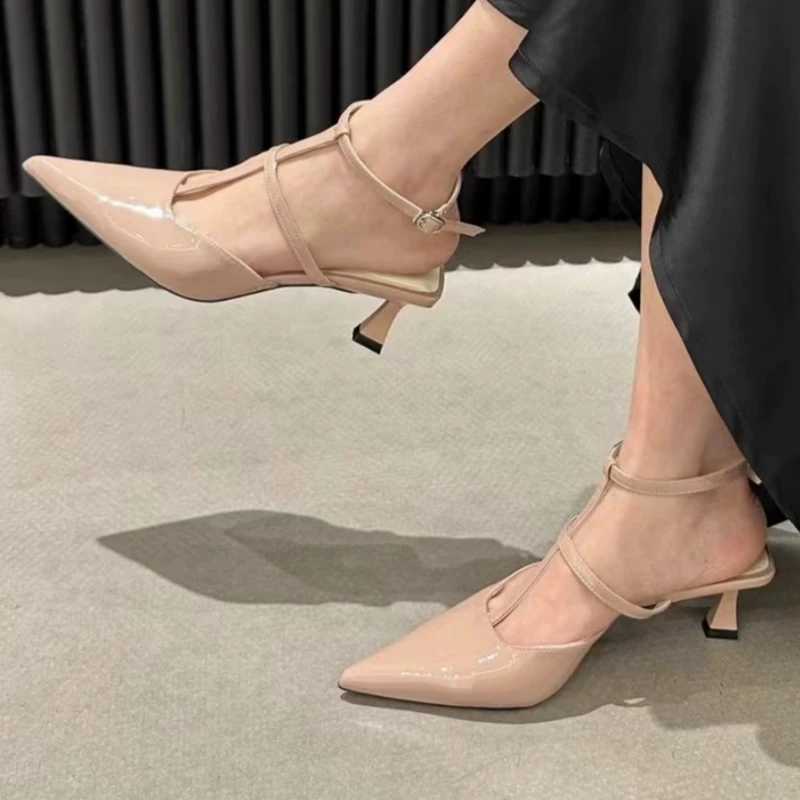 New Summer fi flexible pointed toe solid color banquet sandals shoes sexy slim heel casual high heels Y250317