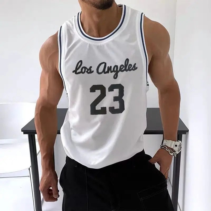 Summer s 2024 basketball jersey mens training sports fitness vest fast drying breathable jogging 23 top 250314Z