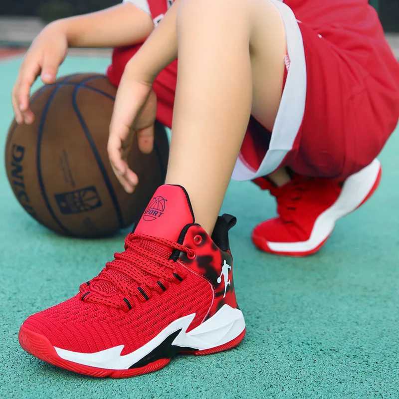 Red Boys Basketball Shoes Breathable Mesh Childrens Coach Platform Comfortable Sports Shoes Girls Top Sports Shoes Zapatillas NinoXJ250318