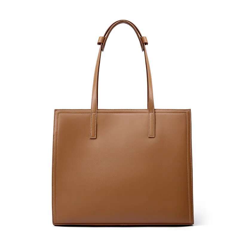 YANATARI NEW Large capacity tote Briefcase Leather business laptop Black shoulder bag Simple cowhide handbag