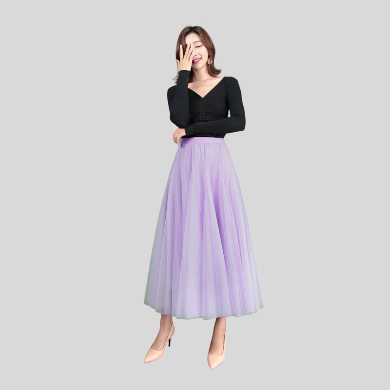 Spring pendulum puffy ankle-length skirt high waist slim fairy skirt mesh skirt