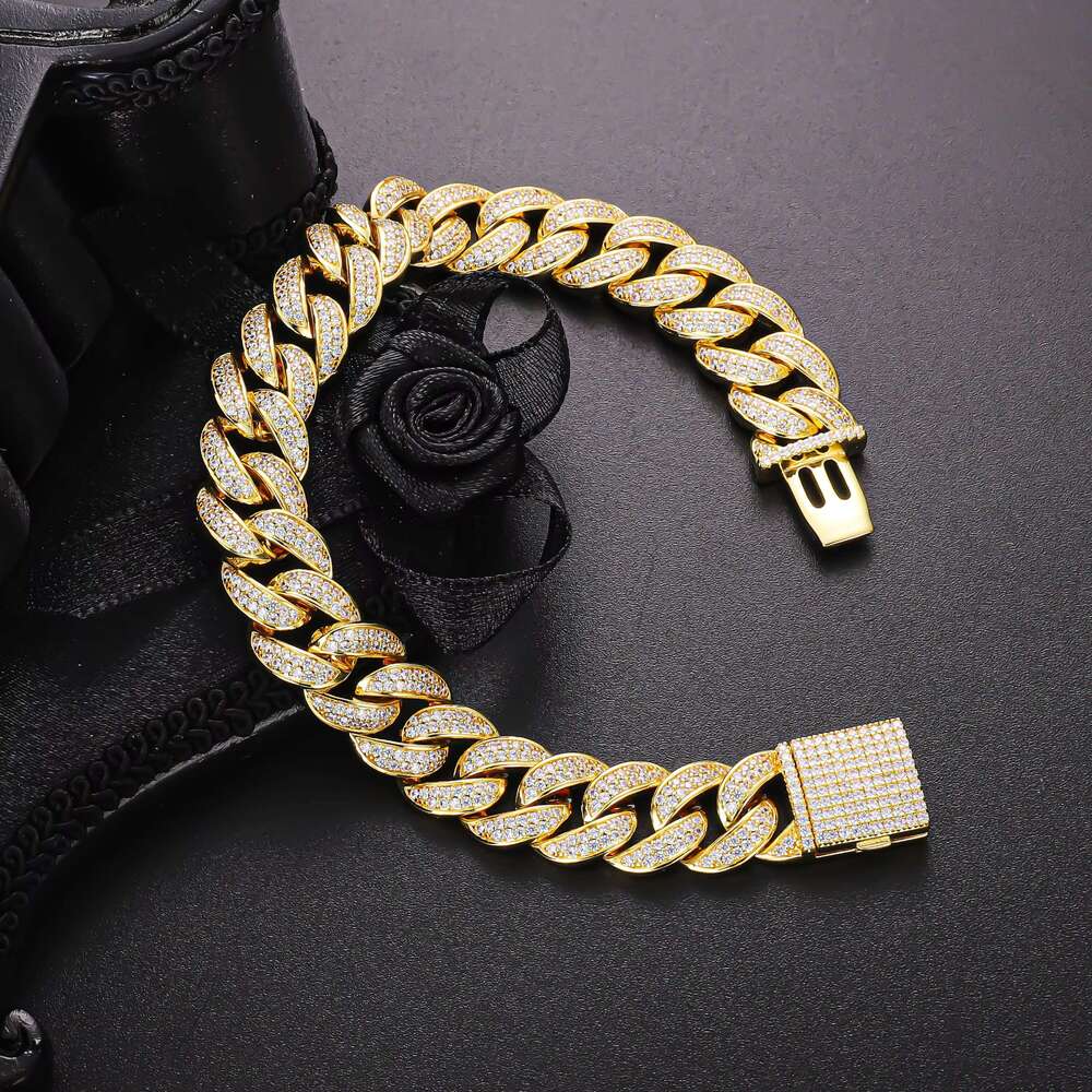 CM Jewelry Design Retro Hiphop Chain High Quality Pulsera Cubana Hot Selg Ice Out Zirconia Monaco Cuban Bracelet