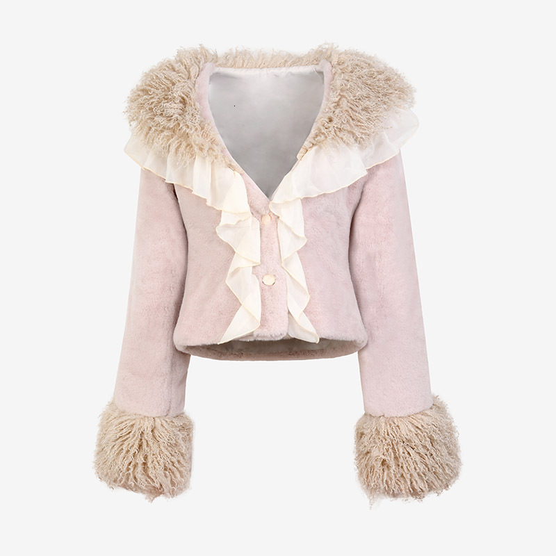 Women's short coat, rabbit autumn and winter clothing, new imitation wool roll fur collar, small fragrant style women's clothing