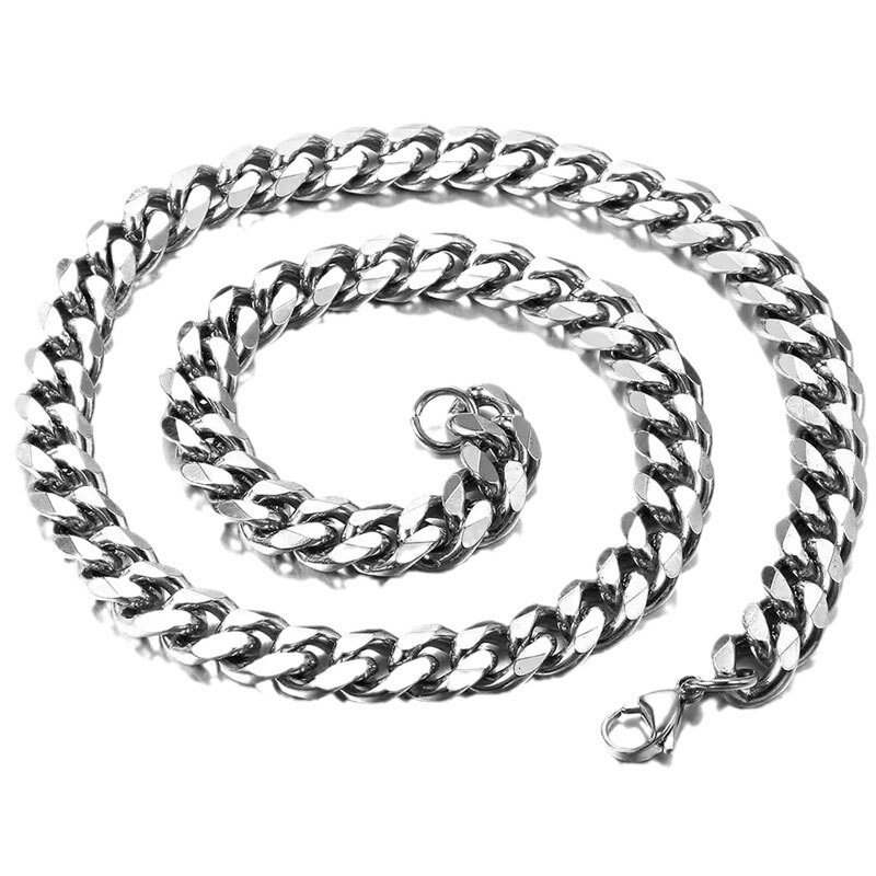 Six-sided Milled Stainless Steel Necklace Unisex Hip Hop All-match Titanium Steel Sweater Chain Jewelry