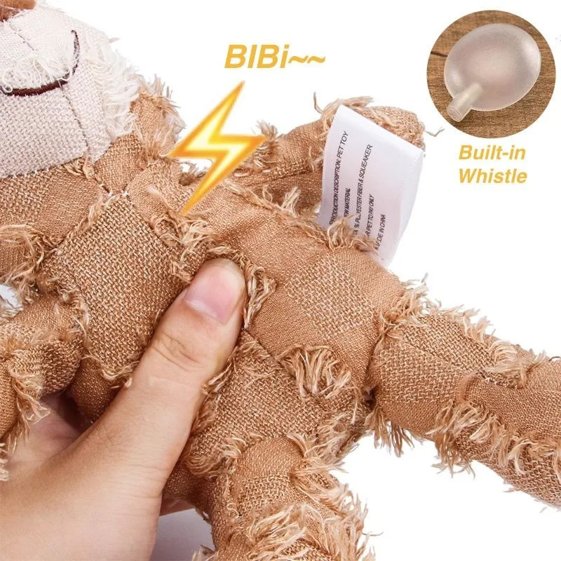 Pet Teddy Bear Soundmaking Toy Plush Interactive Dog Grinding Cleaning Teeth Anti Bite Supplies 250318