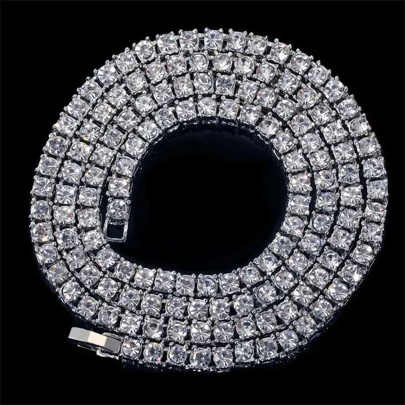 Tennis Necklace Gold Plated 4mm Round Cubic Zircon Cut Rhinestones Tennis Chain Iced Out Bracelet Fashion Hip-Hop Choker Jewelry W250318