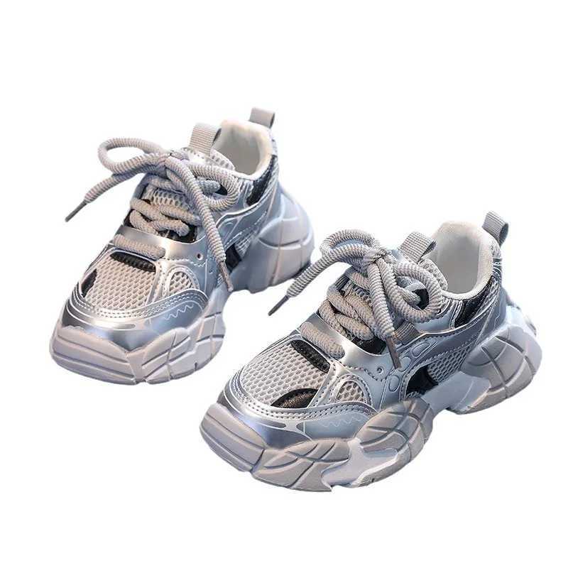 Boys Girls Sneakers Air Mesh Breathable Kids Sports Shoes Thick Soft Sole 2025 New Fashion Children Running Shoes Non-slip Trend W250318