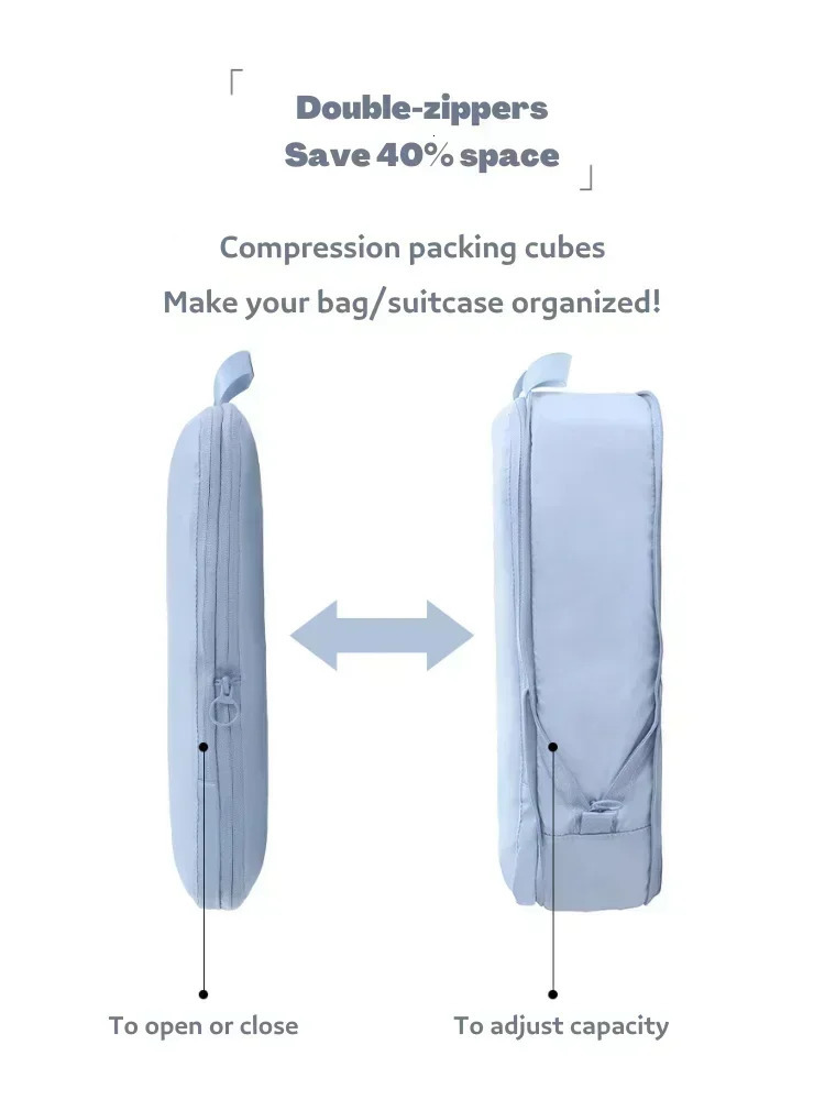 1pc Portable Travel Compression Packing Cubes Suitcase Clothes Organizers Waterproof Luggage Cases Drawer Large Capacity Bags 250317